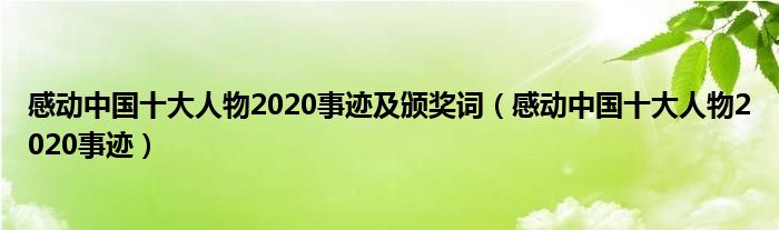 感动中国十大人物2020事迹及颁奖词（感动中国十大人物2020事迹）