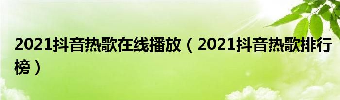 2021抖音热歌在线播放（2021抖音热歌排行榜）