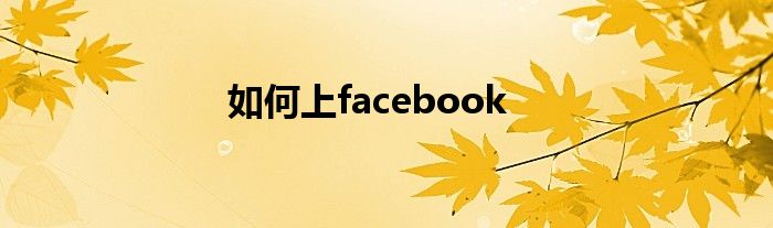 如何上facebook