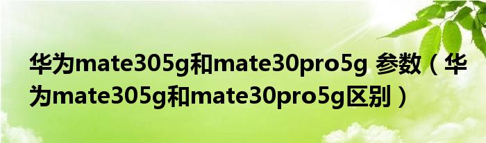 华为mate305g和mate30pro5g 参数（华为mate305g和mate30pro5g区别）