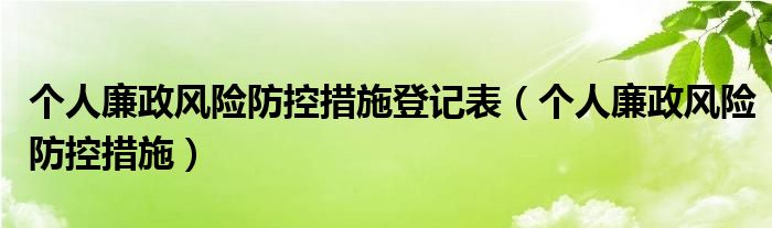 个人廉政风险防控措施登记表（个人廉政风险防控措施）