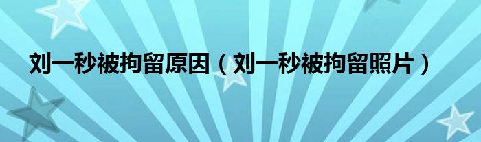 刘一秒被拘留原因（刘一秒被拘留照片）