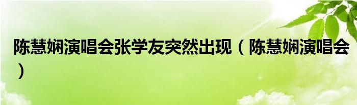 陈慧娴演唱会张学友突然出现（陈慧娴演唱会）