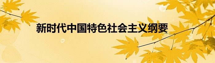 新时代中国特色社会主义纲要