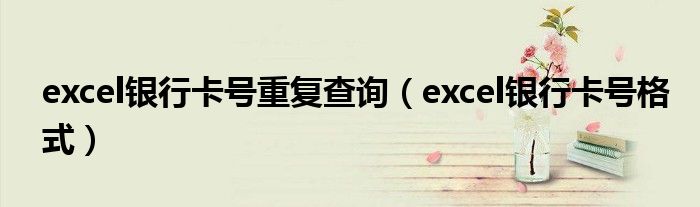 excel银行卡号重复查询（excel银行卡号格式）