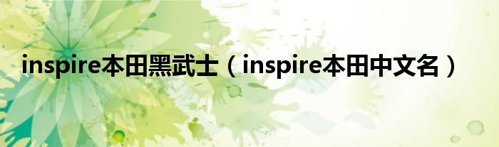 inspire本田黑武士（inspire本田中文名）