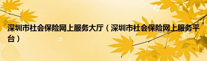 深圳市社会保险网上服务大厅（深圳市社会保险网上服务平台）