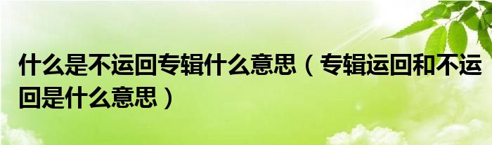 什么是不运回专辑什么意思（专辑运回和不运回是什么意思）