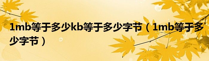 1mb等于多少kb等于多少字节（1mb等于多少字节）