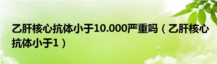 乙肝核心抗体小于10.000严重吗（乙肝核心抗体小于1）