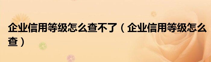 企业信用等级怎么查不了（企业信用等级怎么查）