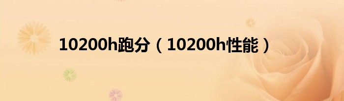 10200h跑分（10200h性能）