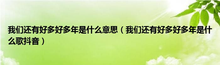 我们还有好多好多年是什么意思（我们还有好多好多年是什么歌抖音）