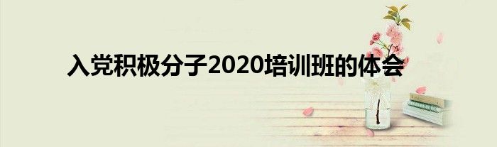 入党积极分子2020培训班的体会