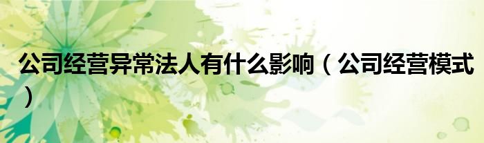 公司经营异常法人有什么影响（公司经营模式）