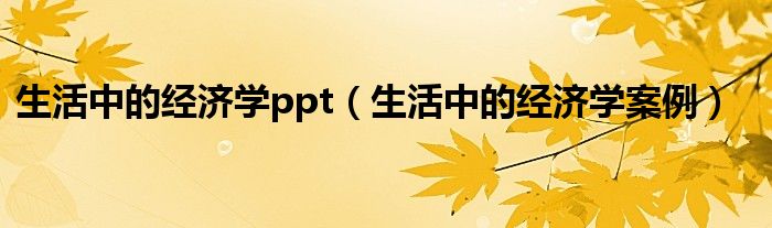 生活中的经济学ppt（生活中的经济学案例）