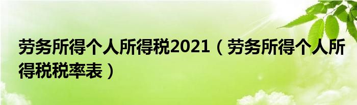 劳务所得个人所得税2021（劳务所得个人所得税税率表）