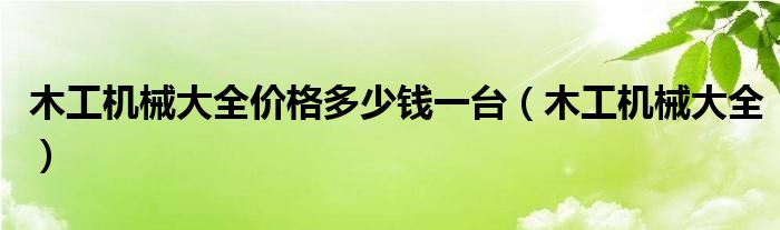 木工机械大全价格多少钱一台（木工机械大全）