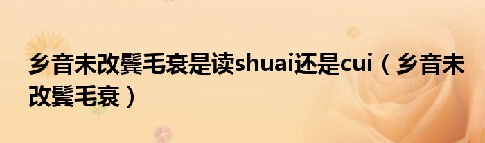 乡音未改鬓毛衰是读shuai还是cui（乡音未改鬓毛衰）