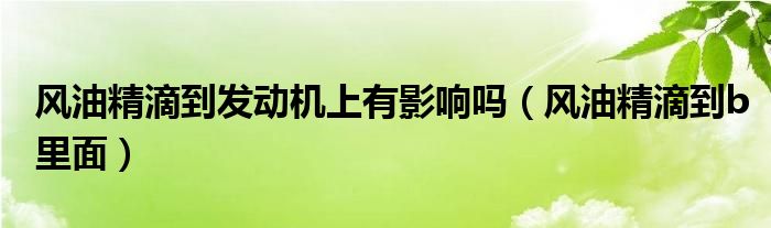 风油精滴到发动机上有影响吗（风油精滴到b里面）