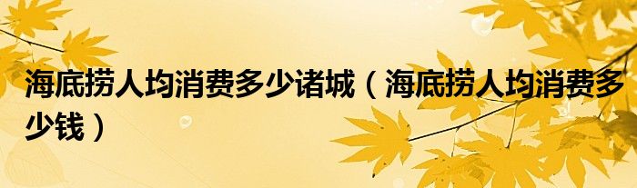 海底捞人均消费多少诸城（海底捞人均消费多少钱）