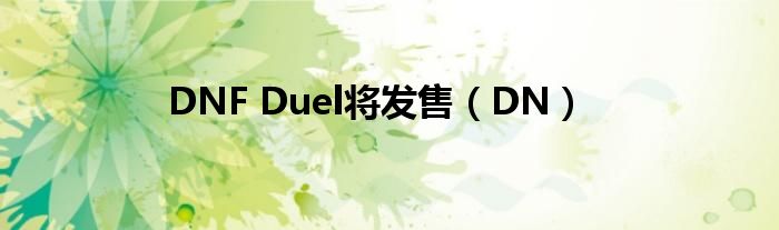 DNF Duel将发售（DN）