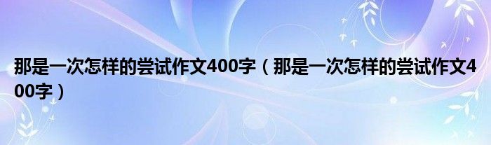 那是一次怎样的尝试作文400字（那是一次怎样的尝试作文400字）