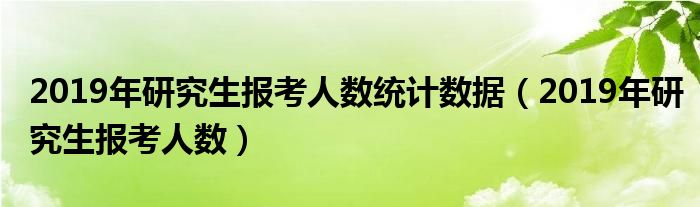 2019年研究生报考人数统计数据（2019年研究生报考人数）