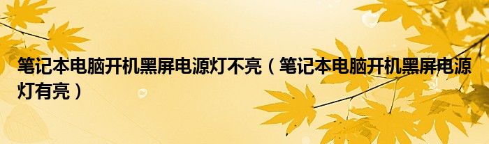 笔记本电脑开机黑屏电源灯不亮（笔记本电脑开机黑屏电源灯有亮）