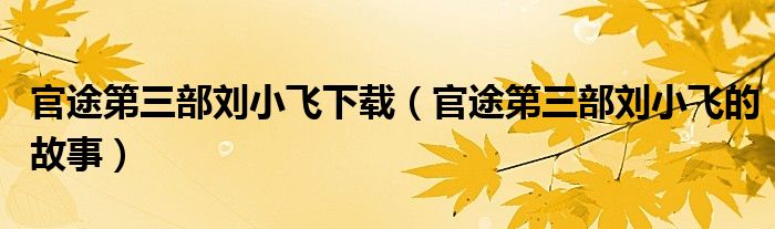 官途第三部刘小飞下载（官途第三部刘小飞的故事）