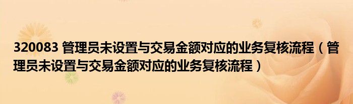 320083 管理员未设置与交易金额对应的业务复核流程（管理员未设置与交易金额对应的业务复核流程）