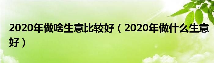 2020年做啥生意比较好（2020年做什么生意好）