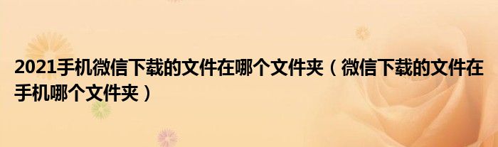 2021手机微信下载的文件在哪个文件夹（微信下载的文件在手机哪个文件夹）