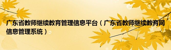 广东省教师继续教育管理信息平台（广东省教师继续教育网信息管理系统）