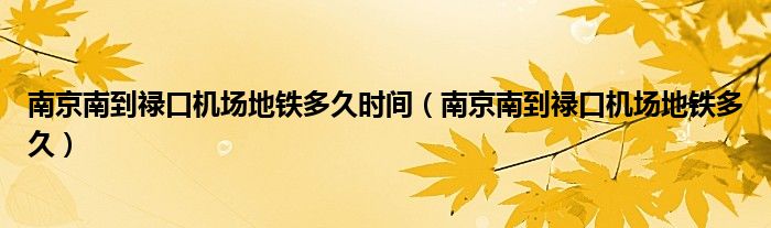 南京南到禄口机场地铁多久时间（南京南到禄口机场地铁多久）