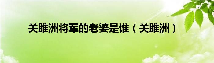 关雎洲将军的老婆是谁（关雎洲）