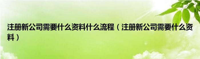 注册新公司需要什么资料什么流程（注册新公司需要什么资料）