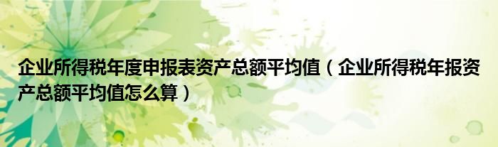 企业所得税年度申报表资产总额平均值（企业所得税年报资产总额平均值怎么算）