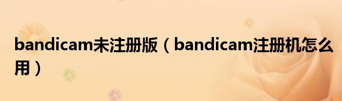 bandicam未注册版（bandicam注册机怎么用）