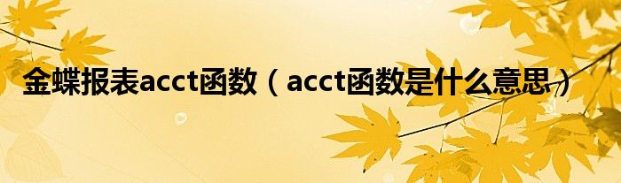 金蝶报表acct函数（acct函数是什么意思）