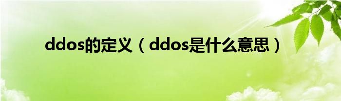 ddos的定义（ddos是什么意思）