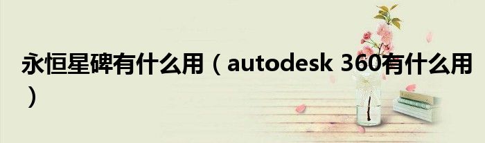 永恒星碑有什么用（autodesk 360有什么用）