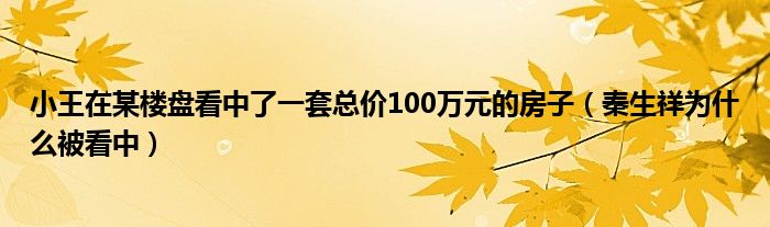 小王在某楼盘看中了一套总价100万元的房子（秦生祥为什么被看中）