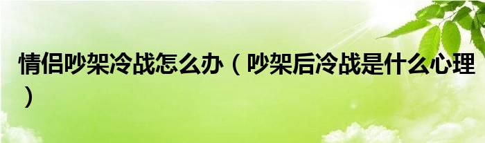 情侣吵架冷战怎么办（吵架后冷战是什么心理）