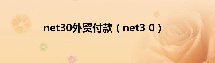 net30外贸付款（net3 0）