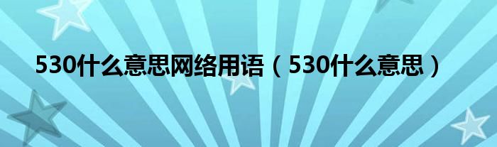 530什么意思网络用语（530什么意思）