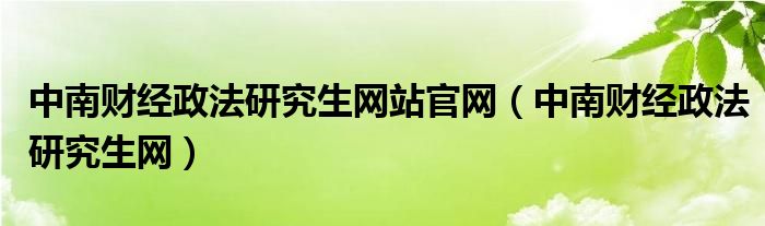 中南财经政法研究生网站官网（中南财经政法研究生网）