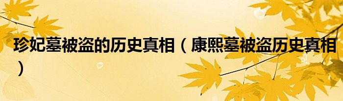 珍妃墓被盗的历史真相（康熙墓被盗历史真相）