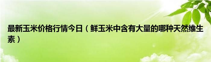 最新玉米价格行情今日（鲜玉米中含有大量的哪种天然维生素）