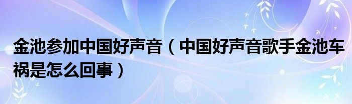 金池参加中国好声音（中国好声音歌手金池车祸是怎么回事）